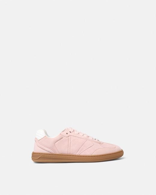 Versace Pink Greca Court Suede Sneakers
