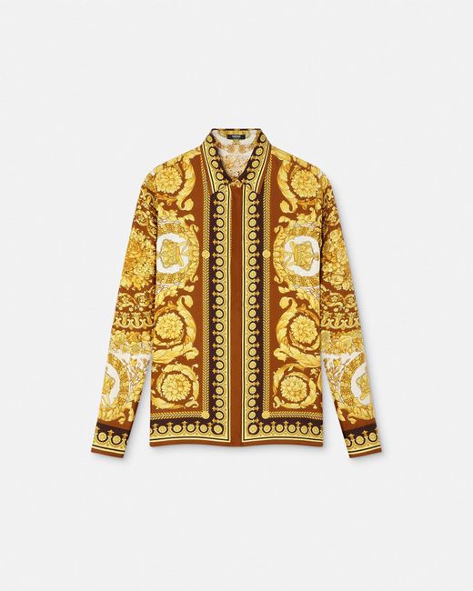 Chemise Barocco Silk Versace en coloris Yellow