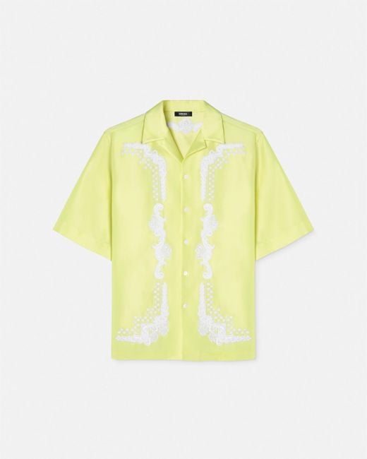 Versace Yellow Embroidered Duchesse Shirt for men