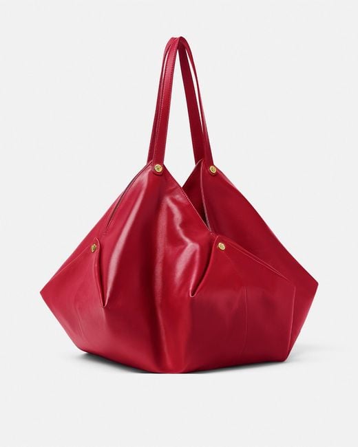 Versace Red Protea Große Schultertasche Aus Nappaleder