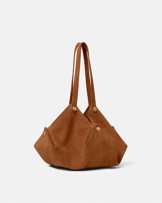 Versace Brown Protea Suede Shoulder Bag