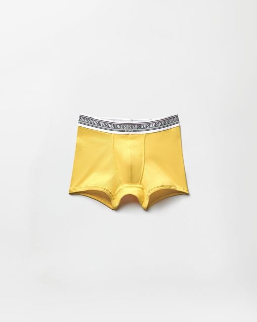 Versace Yellow Ribbed Cotton-Jersey Trunks for men