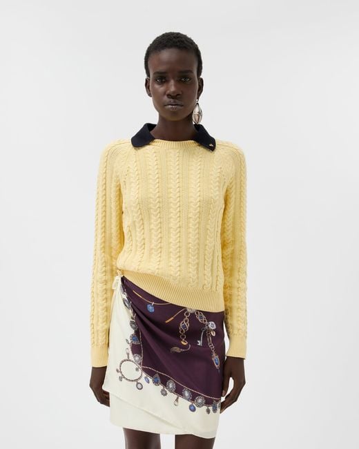 Versace Metallic Cotton Cable Knit Polo