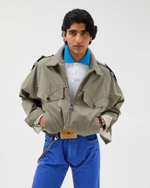 Chaqueta Bomber De Algodón Versace de hombre de color Green