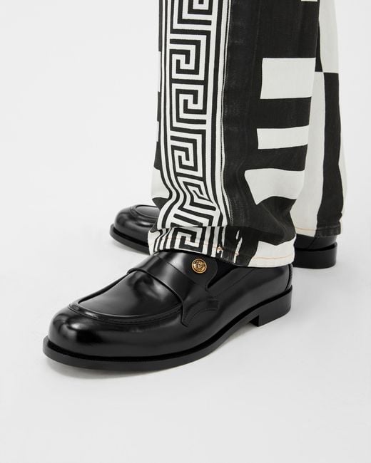 Versace White Manu Leather Loafers for men