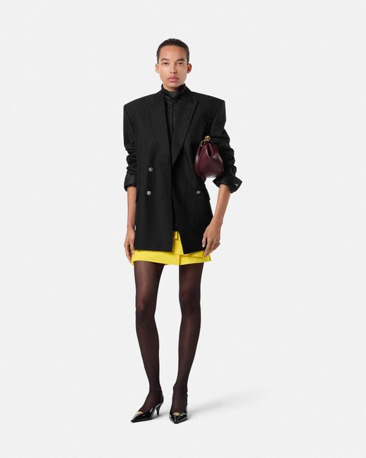 Versace Black Quilted Tie-Neck Shirt