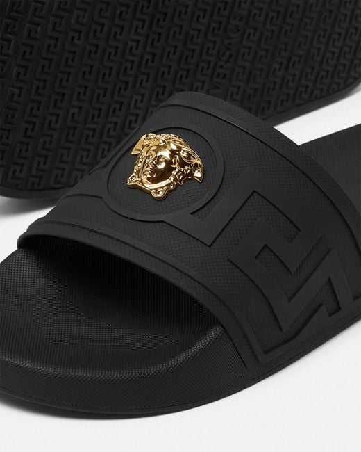 Versace White La Medusa Rubber Sliders for men