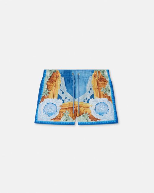 Versace Blue Printed Swim Shorts for men