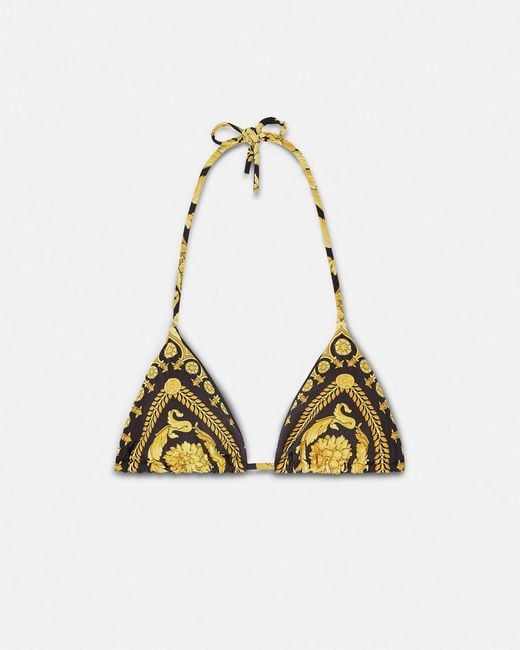 Versace Multicolor Printed Nylon-Blend Bikini Top