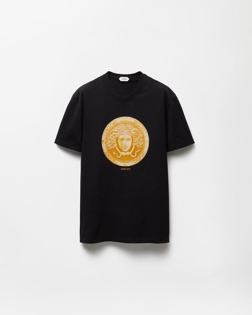 Versace Black Printed Cotton-Jersey Slim T-Shirt for men