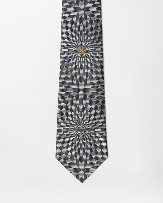 Versace White Jacquard Silk Twill Tie for men