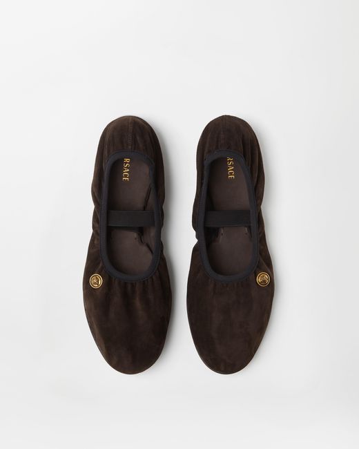 Versace White Guanto Suede Ballerinas