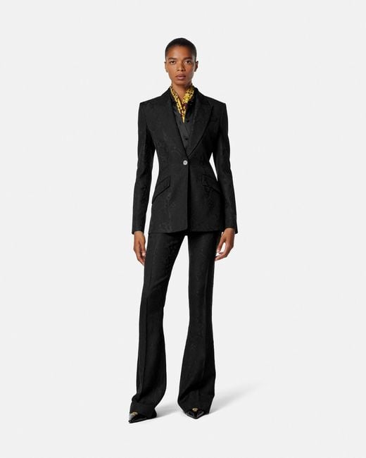 Versace Black Python-Jacquard Wool-Blend Blazer