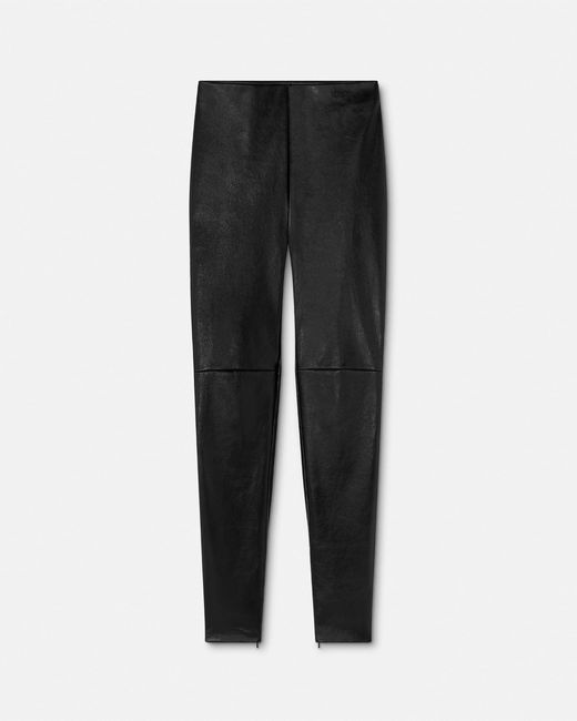 Versace Black Leather Leggings