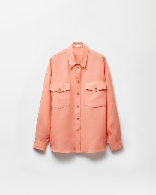 Versace Pink Linen Loose Shirt for men