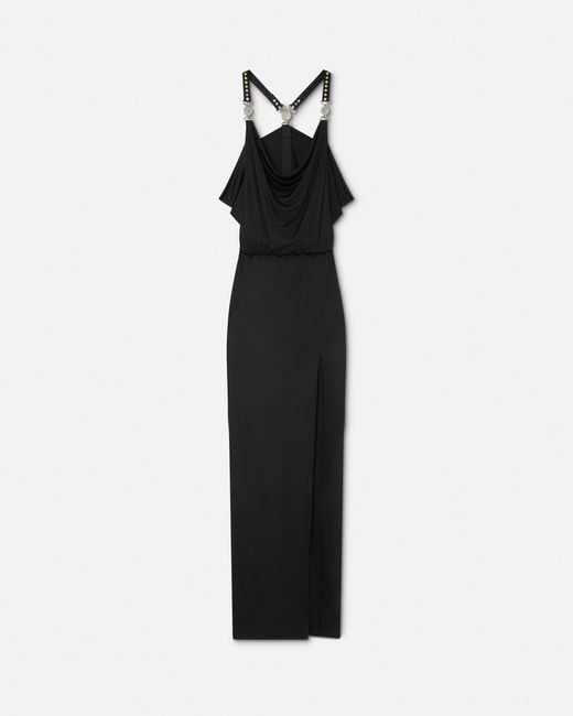 Versace Black Viscose-Jersey Gathered Gown