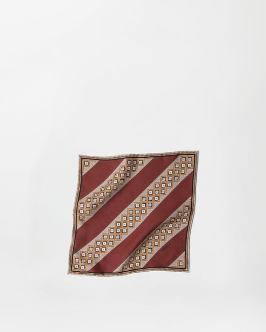 Versace White Printed Silk Twill Pocket Square