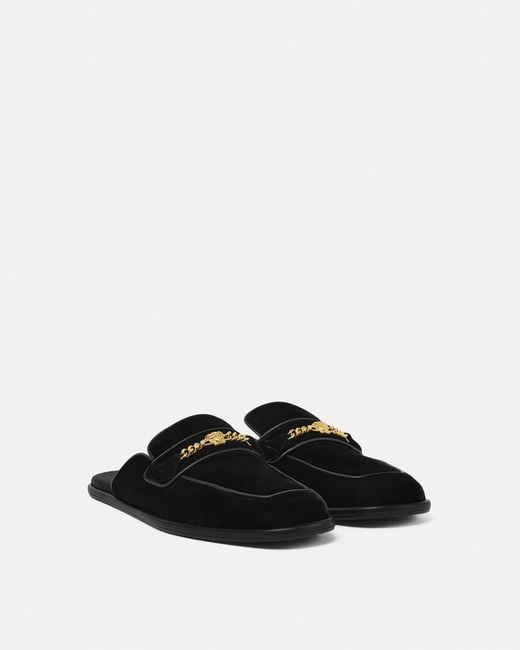 Versace White Medusa Velvet Slippers for men