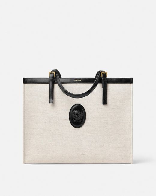 Versace Black Rivière Large Canvas Tote