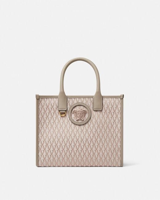 Versace Natural Kleine V Allover La Medusa Tote Bag