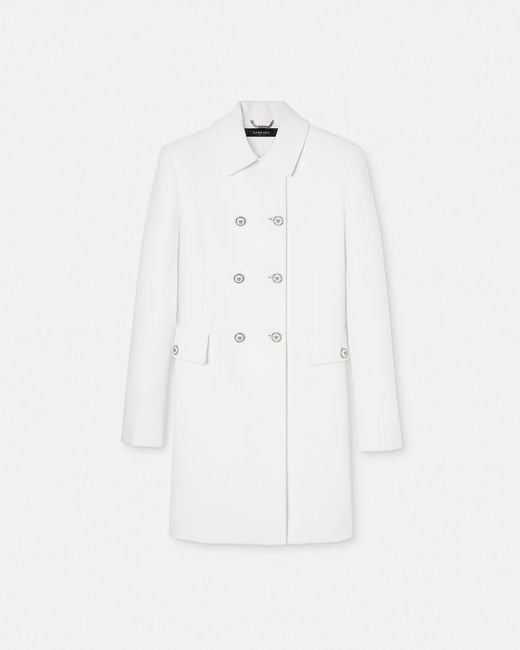 Versace White Crêpe Double-breasted A-line Coat