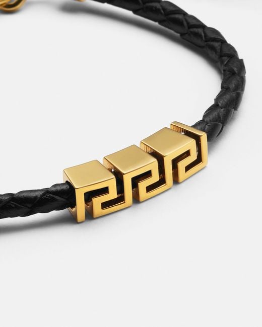 Versace White Greca Leather Bracelet for men
