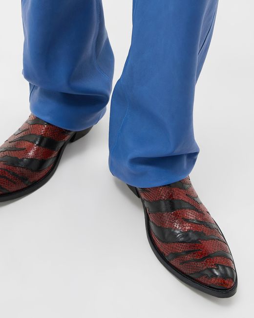 Versace Brown Tigre Python-Effect Leather Texan Boots for men