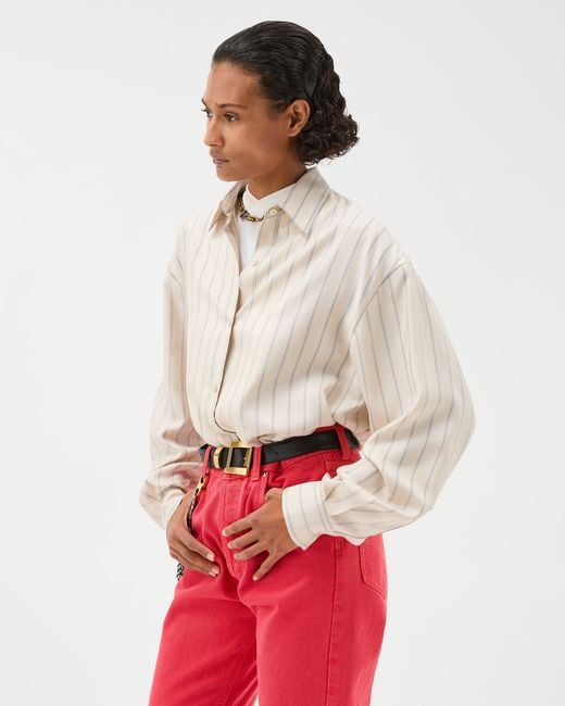 Versace Natural Striped Silk Twill Shirt