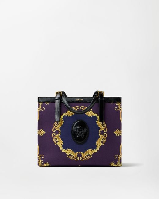 Versace Blue Rivière Printed Canvas Tote
