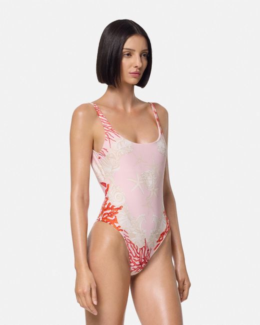 Versace Pink Barocco Sea One-piece Swimsuit