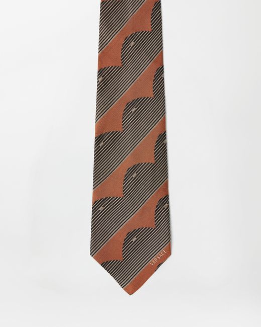 Versace White Printed Jacquard Silk Tie for men
