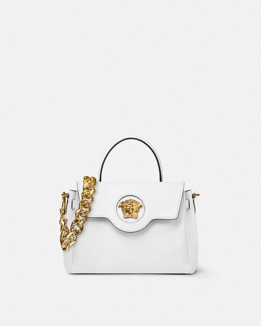 Versace White La Medusa Henkeltasche Aus Leder
