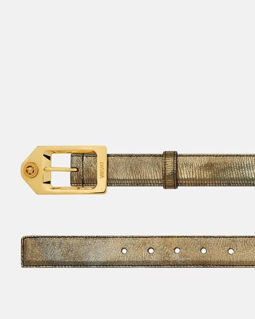 Versace White Medusa Biggie Lizard-Effect Belt 1.2" for men