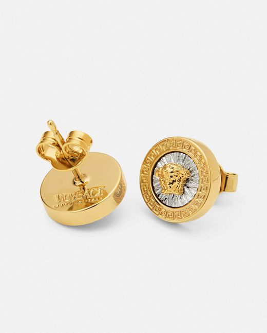 Orecchini A Bottone Con Cristalli Icon di Versace in Metallic da Uomo