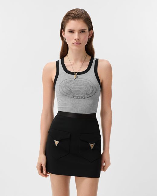 Versace Gray Printed Cotton-Jersey Tank Top