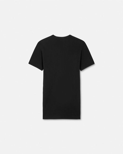 Versace Black Cotton Ribbed T-Shirt for men