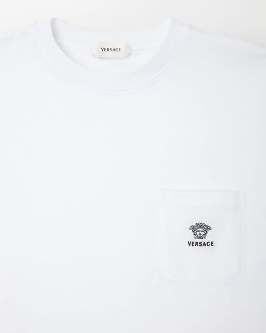 Versace White Embroidered Cotton-Jersey T-Shirt for men