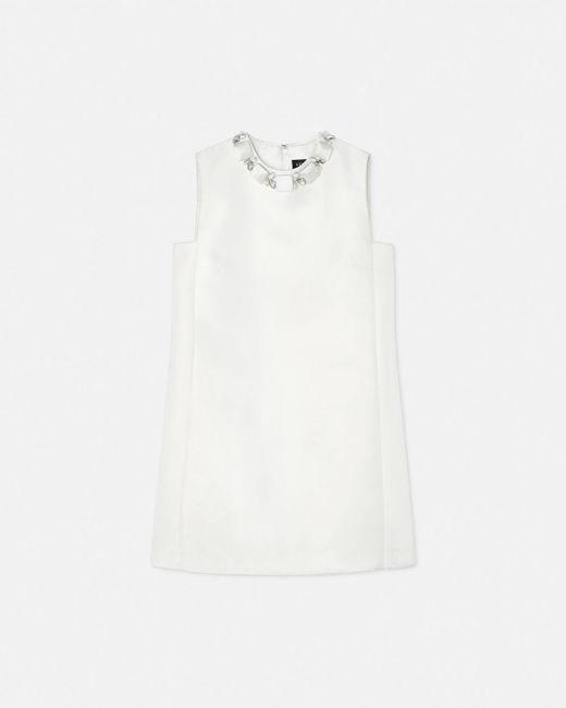 Versace White Crystal Duchesse Mini Dress