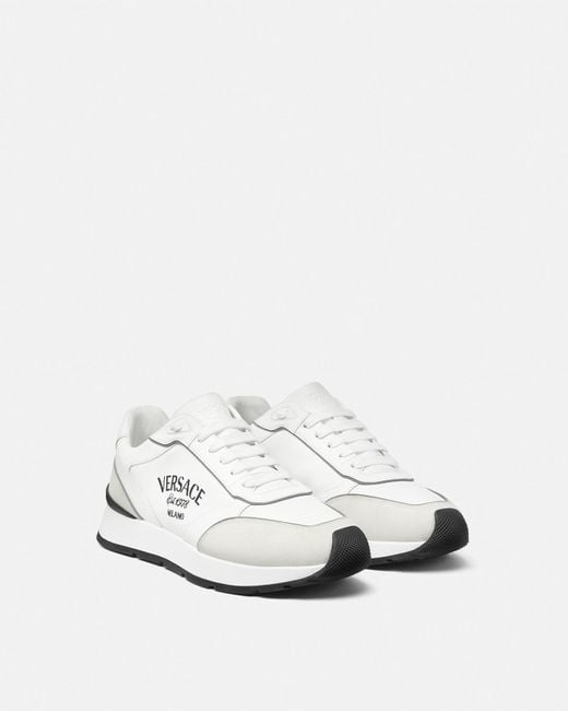 Versace White Milano Runner Sneakers for men