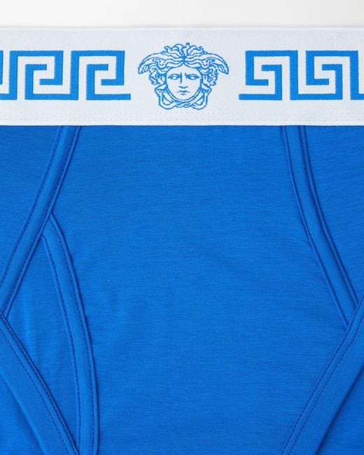 Versace Blue Cotton-Jersey Briefs for men