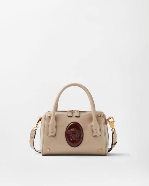 Versace Natural Roomy Small Leather Boston Bag