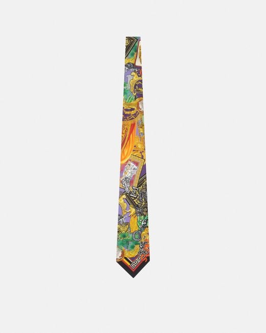 Versace White Printed Silk Twill Tie for men