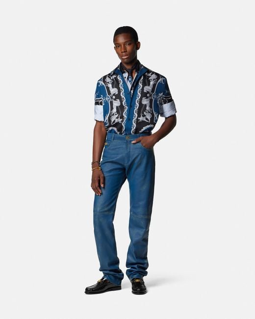 Camicia Slim di Versace in Blue da Uomo
