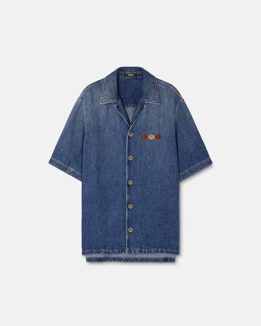 Versace Blue Medusa Biggie Denim Shirt for men