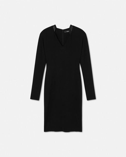 Robe Mi-Longue En Jersey Crêpe Stretch Versace en coloris Black