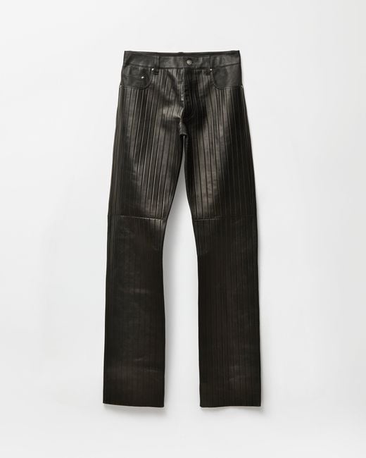 Versace Gray Embossed Leather Pants for men