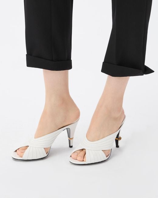Versace White Gianni Nappa Mules 90 Mm