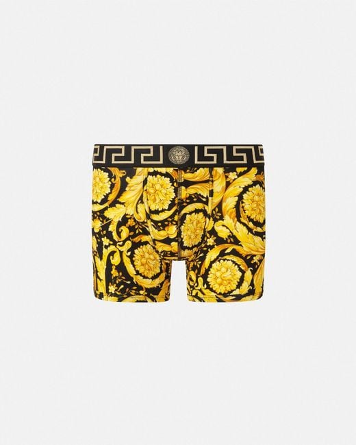 Versace Metallic Printed Jacquard Cotton-Jersey Long Trunks for men