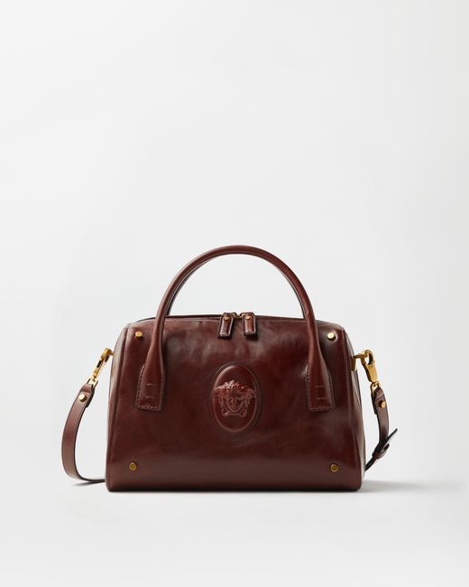 Versace Brown Roomy Leather Boston Bag