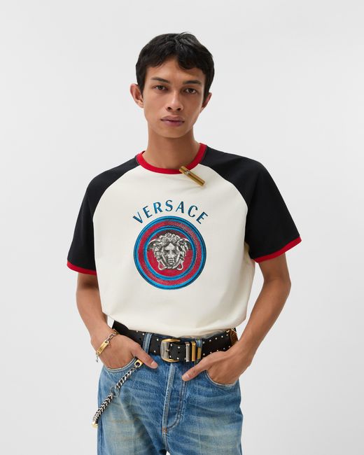 Versace White Printed Cotton-Jersey Regular T-Shirt for men